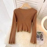 Simple Cardigan Lace Long Sleeve Sweater HZ1023