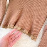 Simple Cardigan Lace Long Sleeve Sweater HZ1023