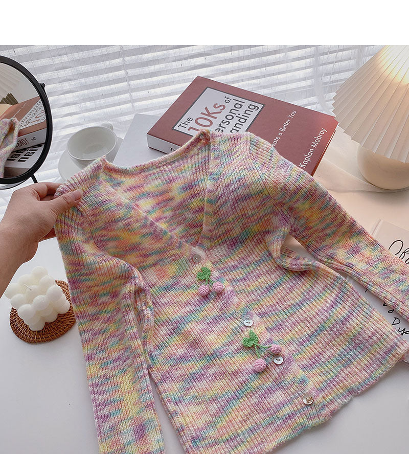 Korean slim warm long sleeve V-Neck Sweater Coat HZ1023