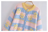 Sweet flower printed jacquard knitted coat cardigan HZ1023