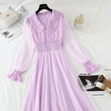 Sequin lace dress doll neck French gauze Fairy Dress HZ1023