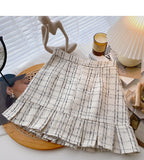 Plaid Design A-line skirt ruffled fishtail high waist skirt HZ1023