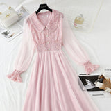 Sequin lace dress doll neck French gauze Fairy Dress HZ1023