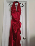 Hot Red Suspender Fashion Sexy Simple long Satin Ruffle Elegant Ball Gown Evening Dress Party Dress Homecoming Dress HZ1023