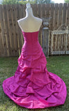 Pink Retro Elegant Tube Top Exquisite Rhinestone Long Ball Gown Evening Dress HZ1023