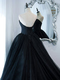 Black stylish and elegant long tulle floor-length ball gown evening dress HZ1023